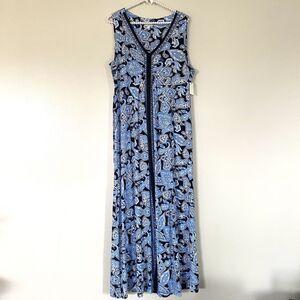 Talbots Blue and Black Paisley Maxi Dress